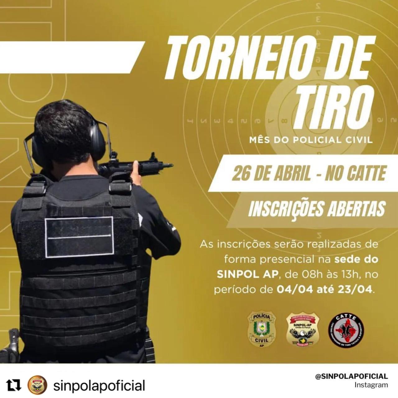 INSCRIÇÕES ABERTAS PARA O TORNEIO DE TIRO EM COMEMORAÇÃO À SEMANA DO POLICIAL CIVIL 2024